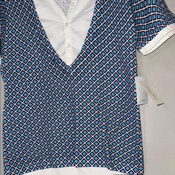 Judith Hart Blue and White Geometric Casual Shirt PS - Picture 6 of 13